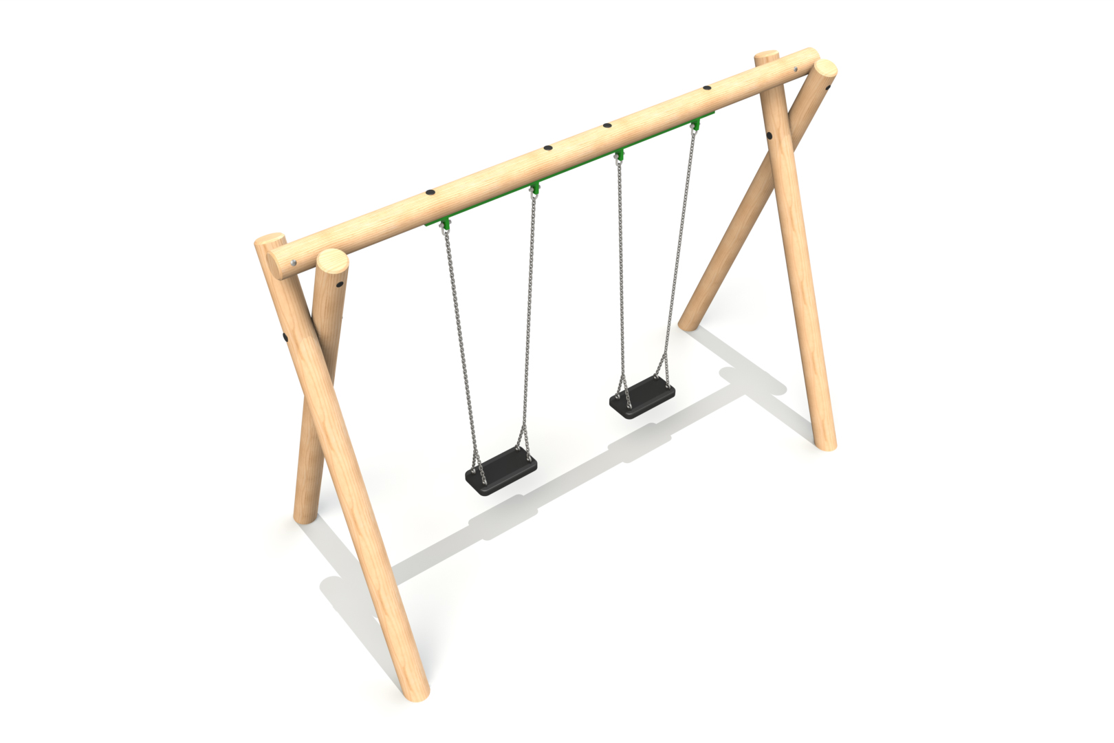 Single Bay Timber Swing - 2 no. Flat Swing Seats (2.4m).