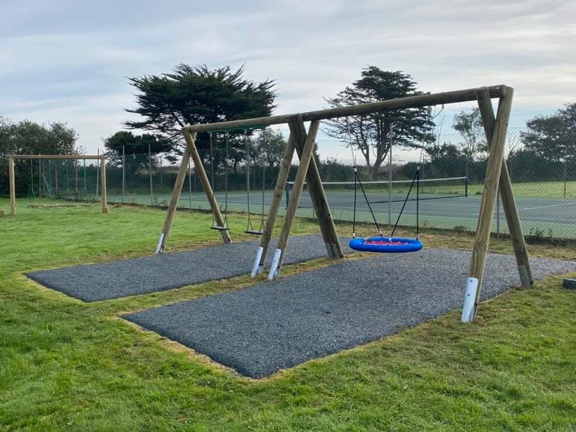 Double Bay Inclusive Timber Swing - 1 no. Group Swing and 2 no. Flat Seats
