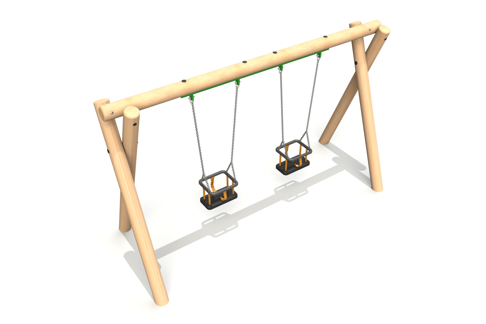 Single Bay Timber Swing - 2 no. Cradle Seats (2m)
