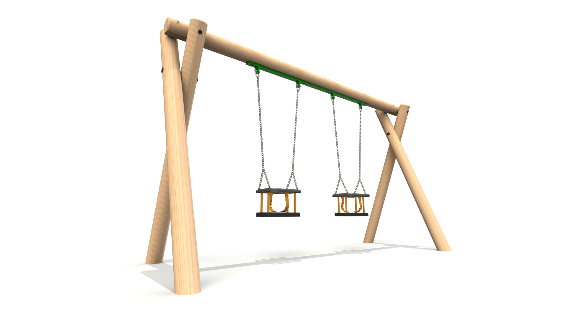 Single Bay Timber Swing - 2 no. Cradle Seats (2m)