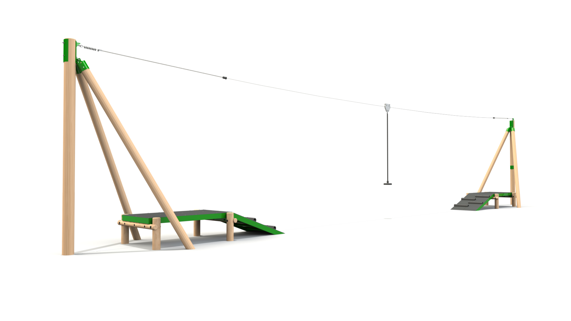 Zip Line/Aerial Runway - 2 Decks & Ramps